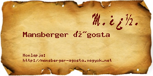 Mansberger Ágosta névjegykártya
